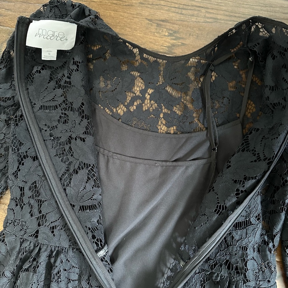Anthropologie Mare Mare Persephone Black Lace Mini Dress Size Small - Picture 11 of 11